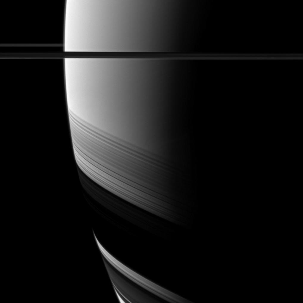 Saturn with shadows of Saturn's rings