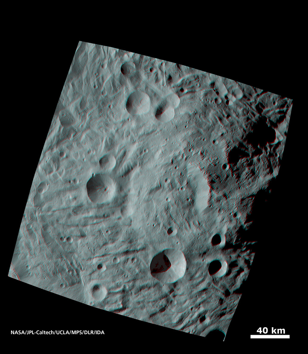Vesta's Surface in 3-D: A Big Mountain at the Asteroid's South Pole