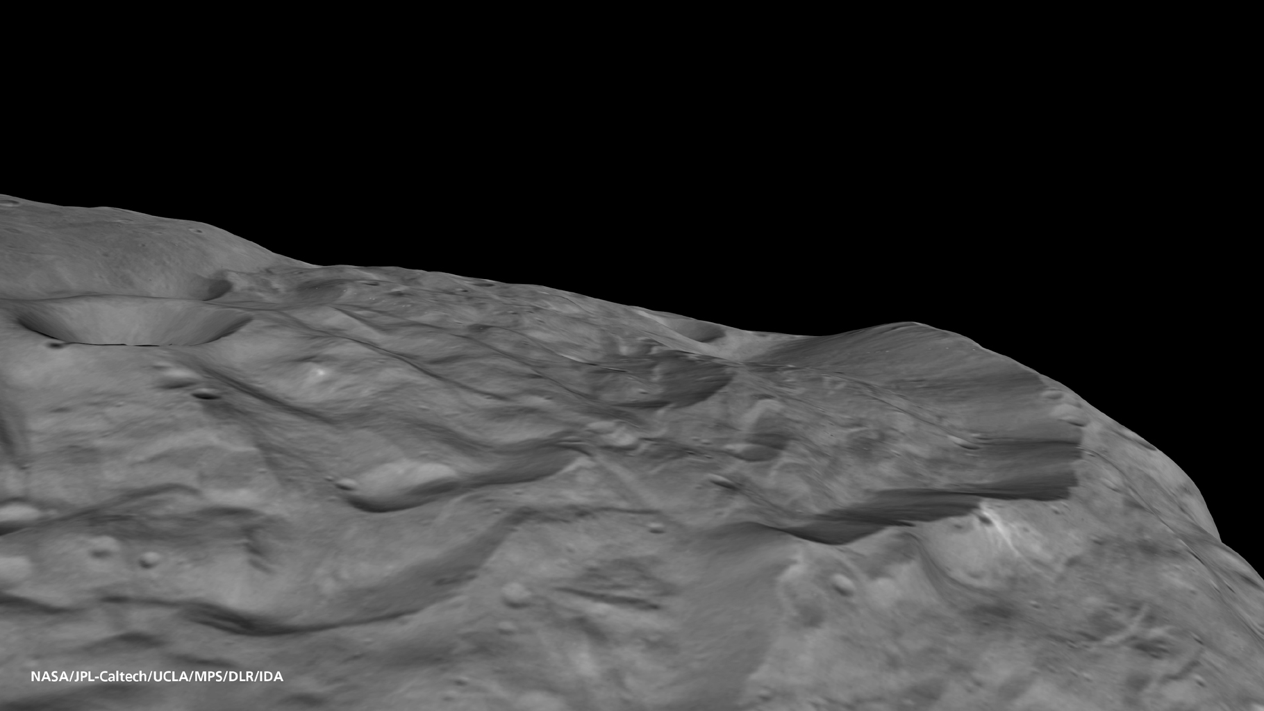 High Cliffs at Vesta's South Pole