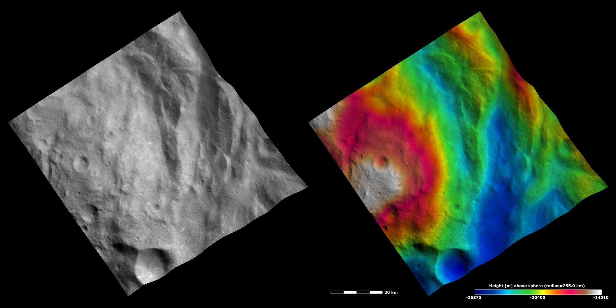 Topography and Albedo Image of Central Complex and Hummocky Terrain ...
