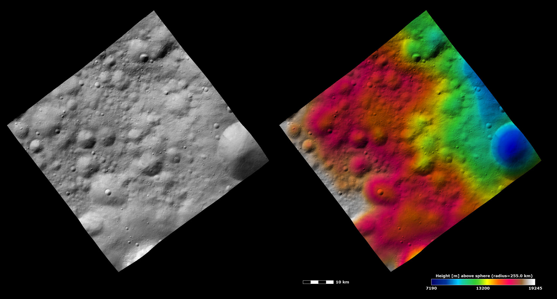 Topography and Albedo Image of Different Preservations States of Craters