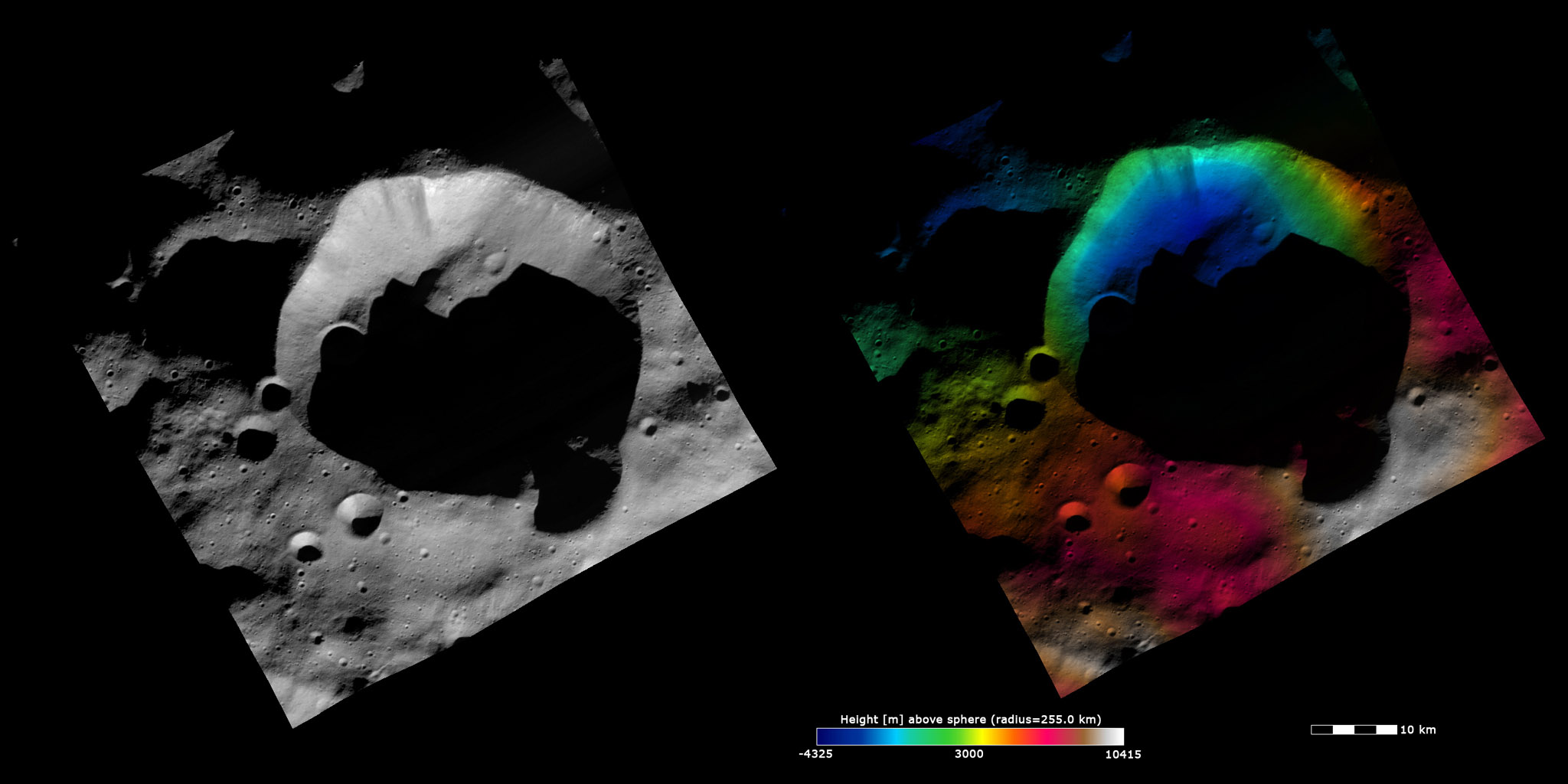 Topography and Albedo Image of Bellicia Crater