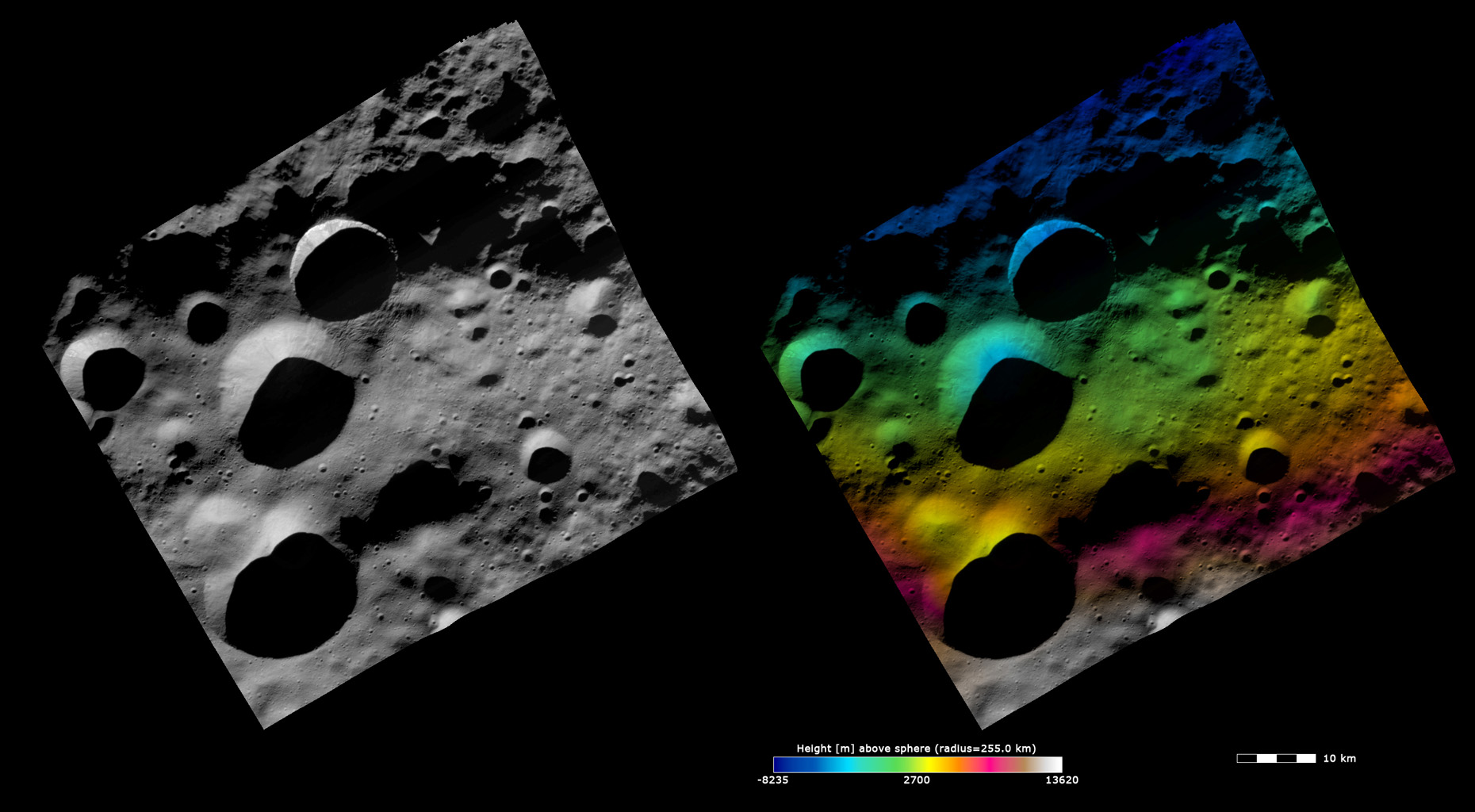 Topography and Albedo Image of Floronia Crater