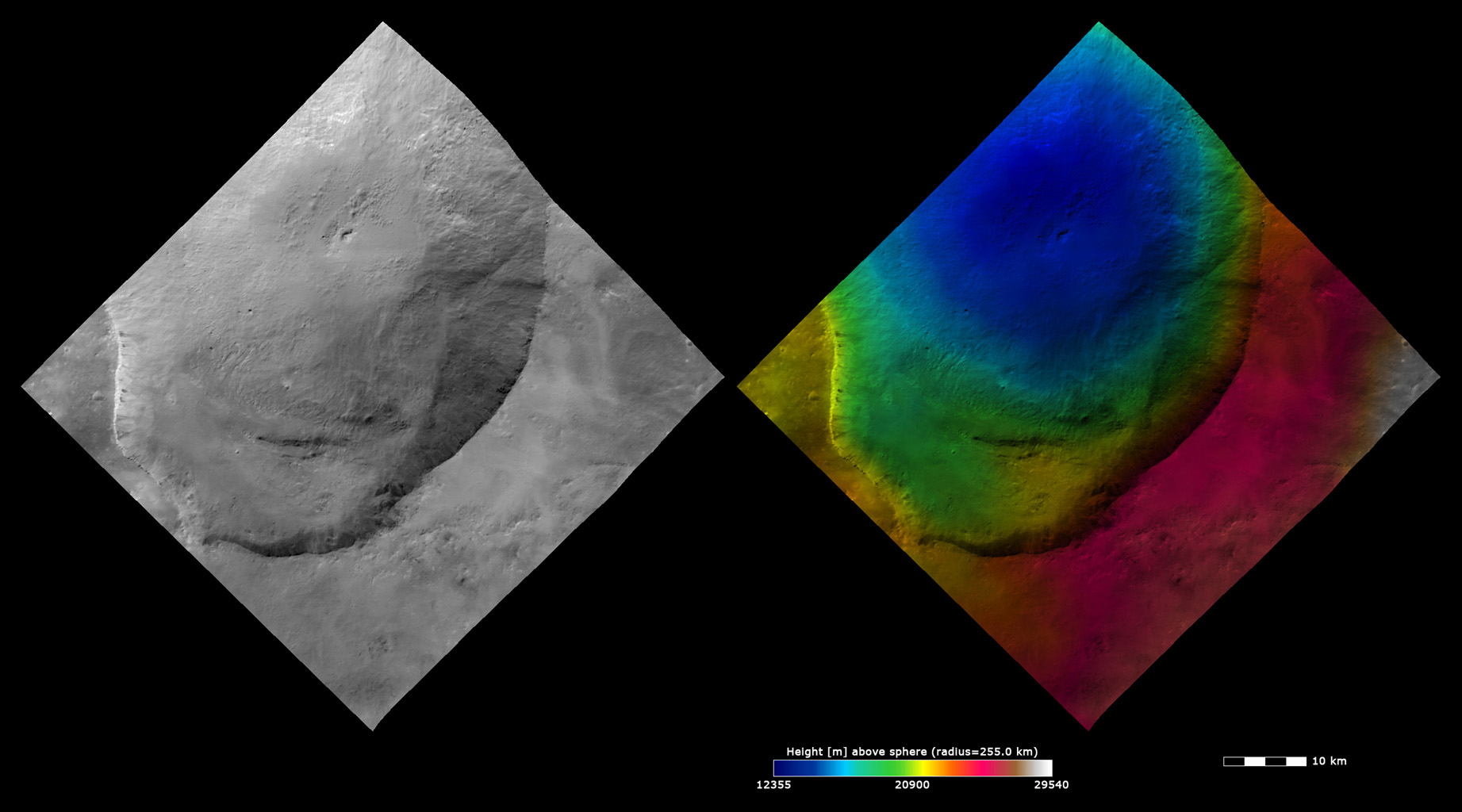 Topography and Albedo Image of Marcia Crater