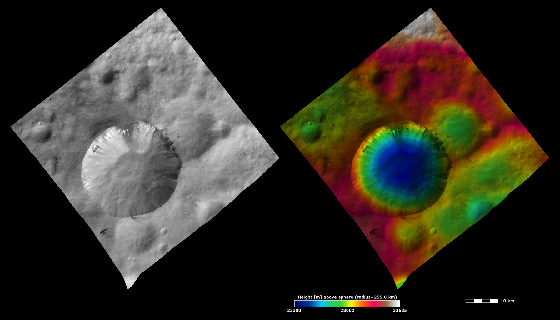 Topography and Albedo Image of Numisia Crater