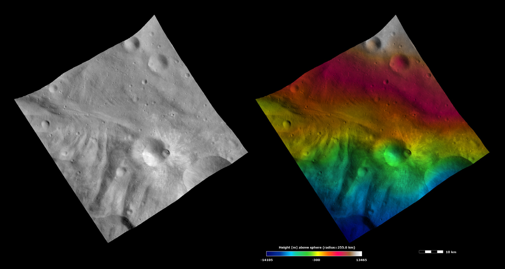 Topography and Albedo Image of Tuccia Crater