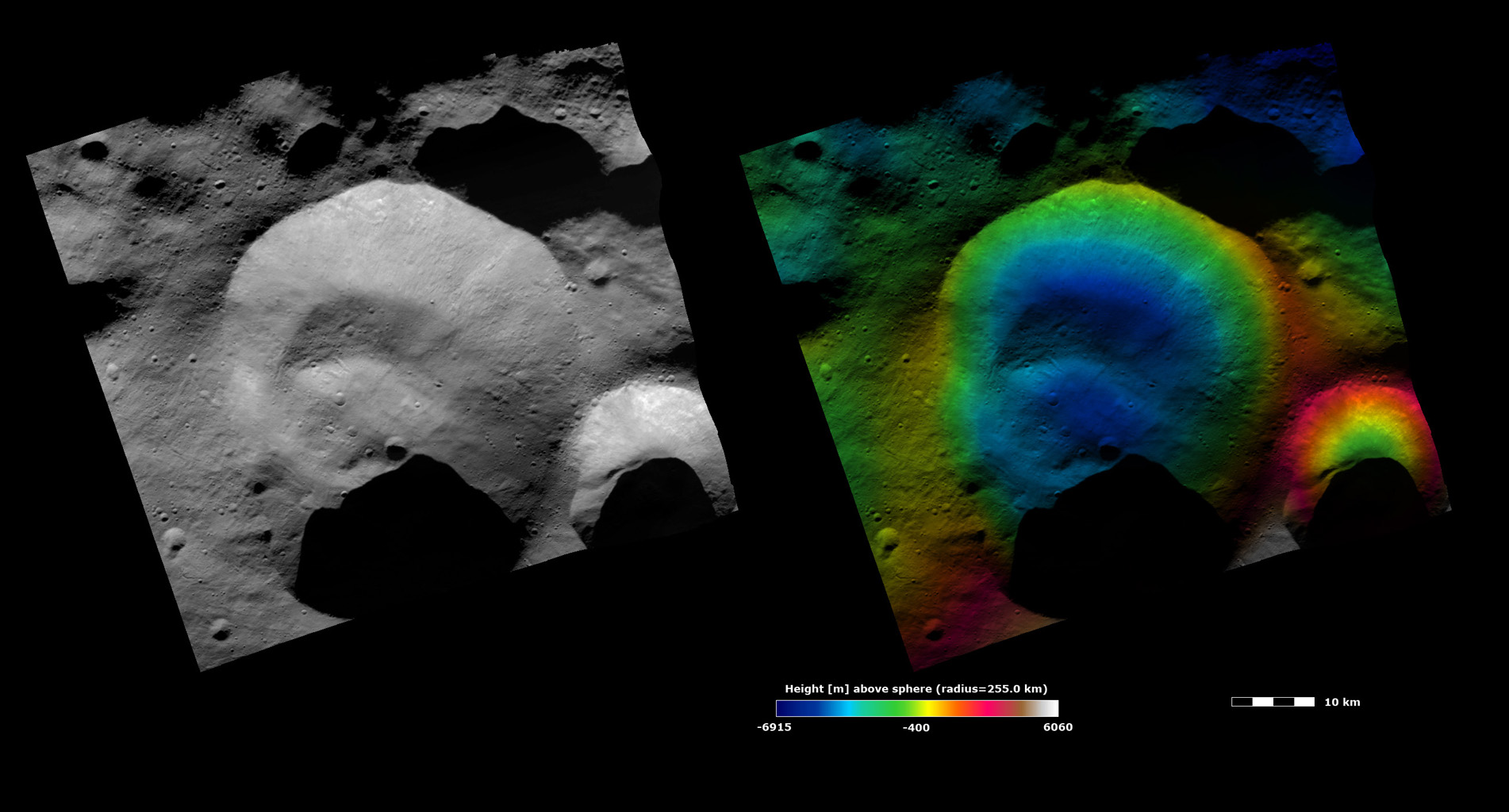Topography and Albedo Image of Caparronia Crater