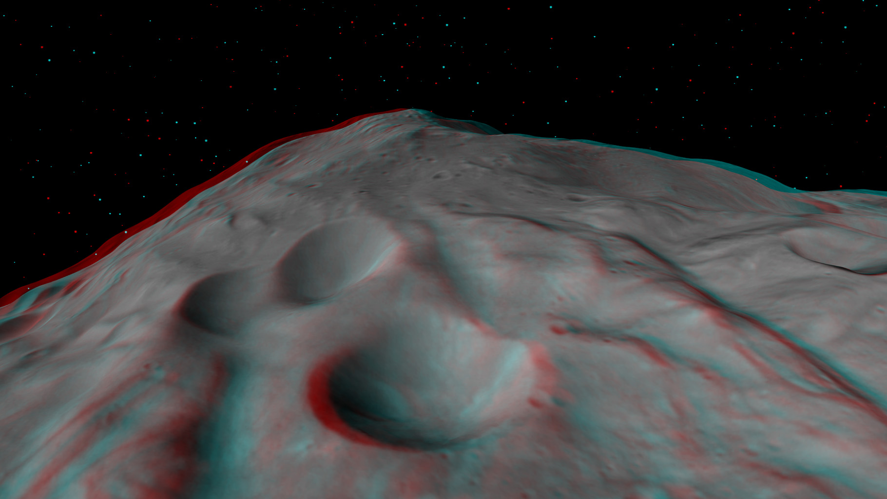 3-D Image of the Central Complex in Vesta's Rheasilvia Impact Basin