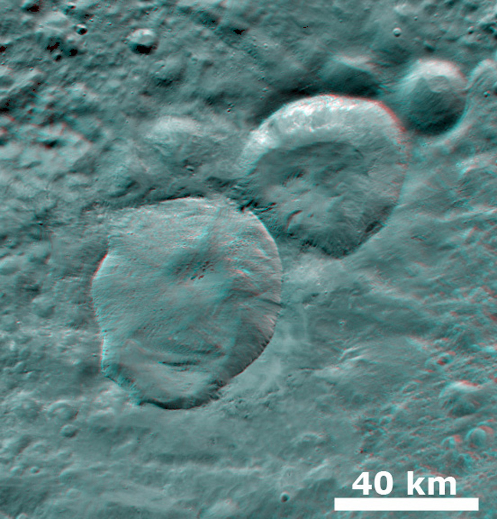 3-D Image of Fresh Craters