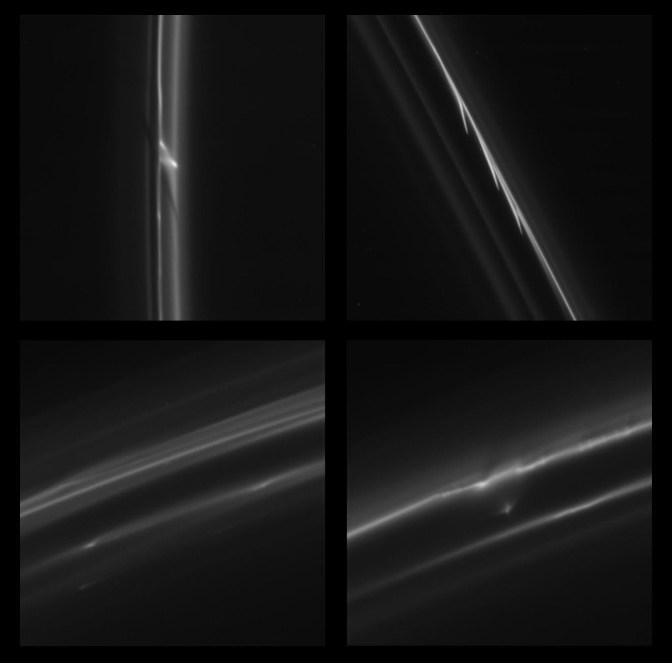 Four Cassini images of Saturn's F ring