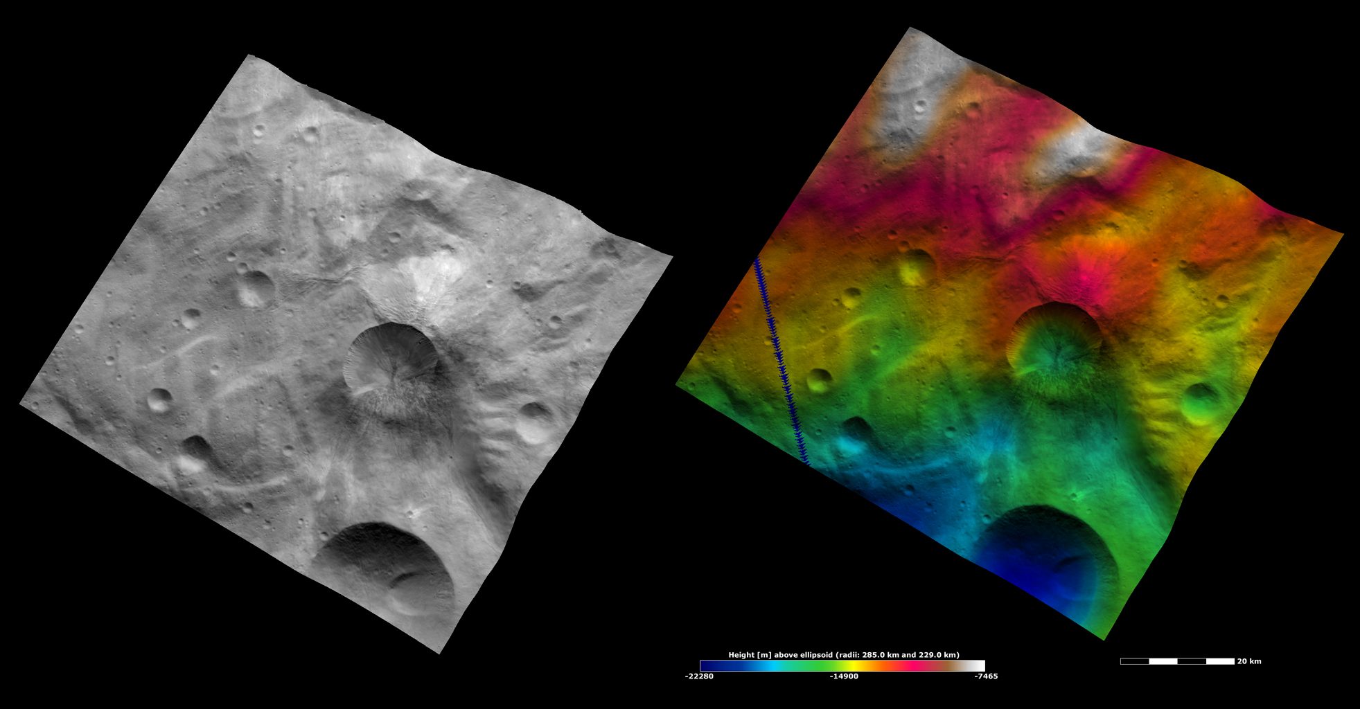 Apparent Brightness and Topography Images of Antonia Crater