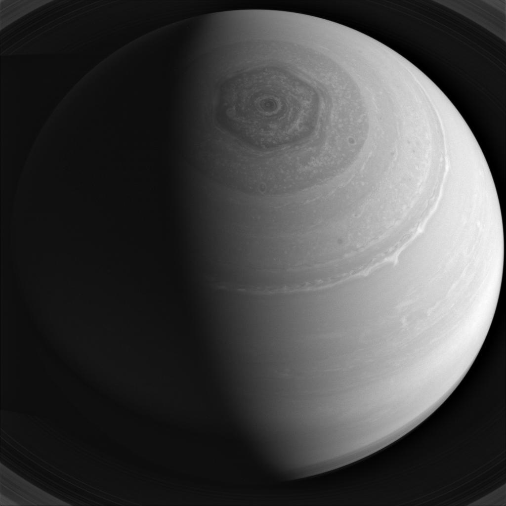 Saturn and its famous hexagon