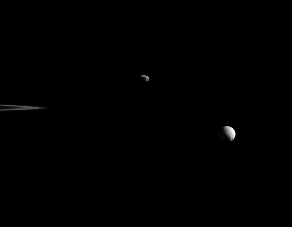 Saturn's rings, Janus and Mimas
