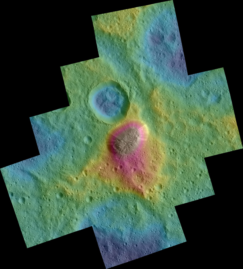 Dawn Color Topography of Ahuna Mons on Ceres