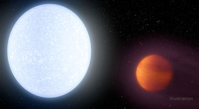 slide 1 - This artist's concept shows planet KELT-9b orbiting its host star, KELT-9