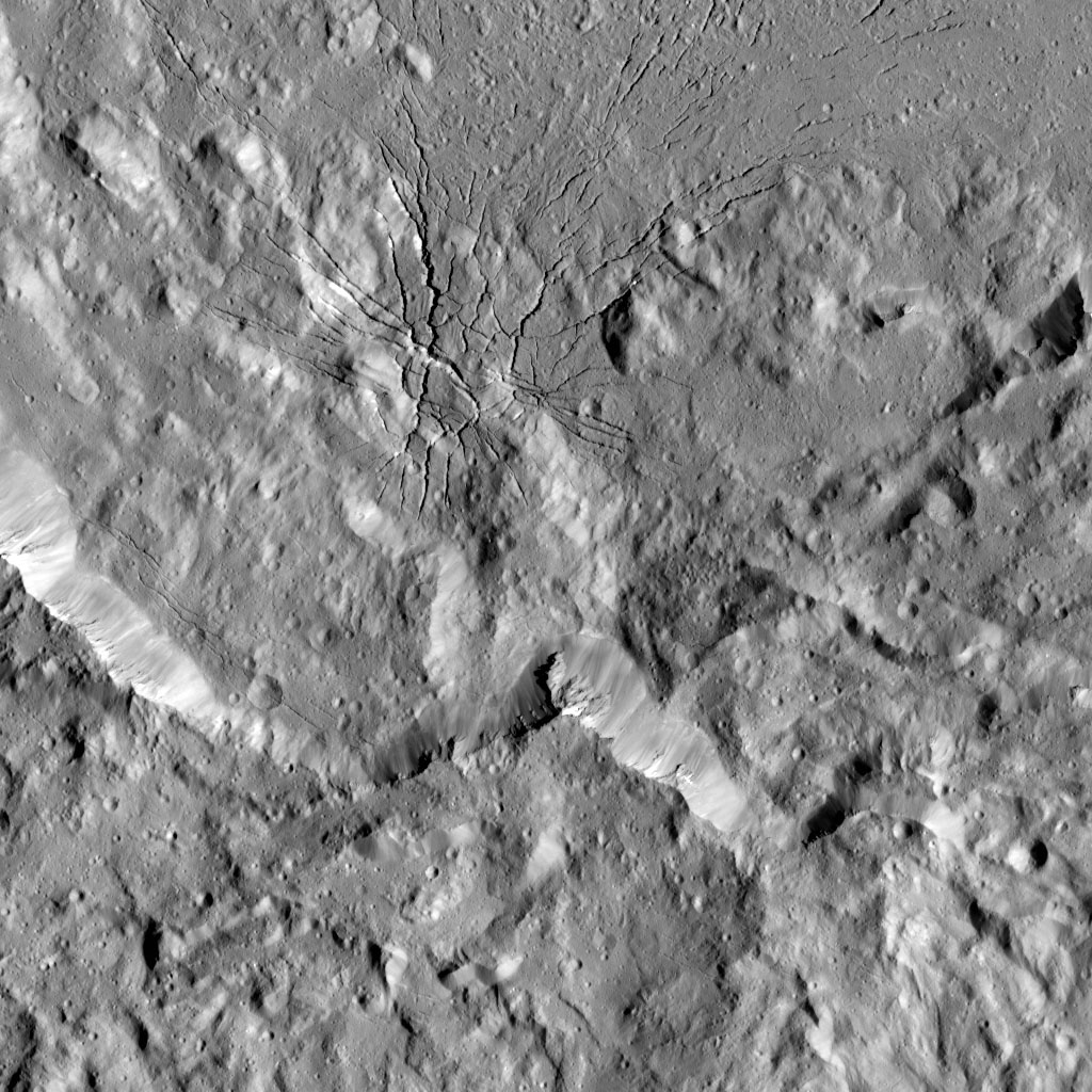 Spiderweb-like Fractures in Occator Crater