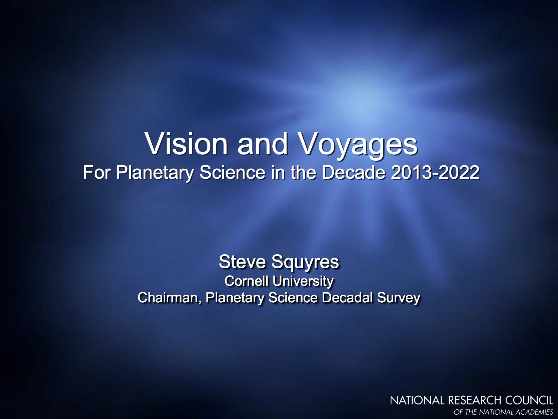 Presentation given by Decadal Chair Steve Squyres - pdf cover