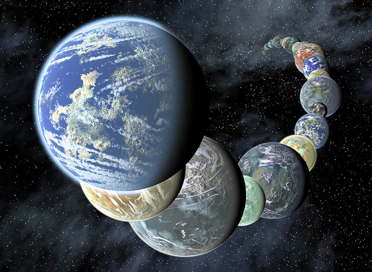 An artist's illustration of rocky planets.