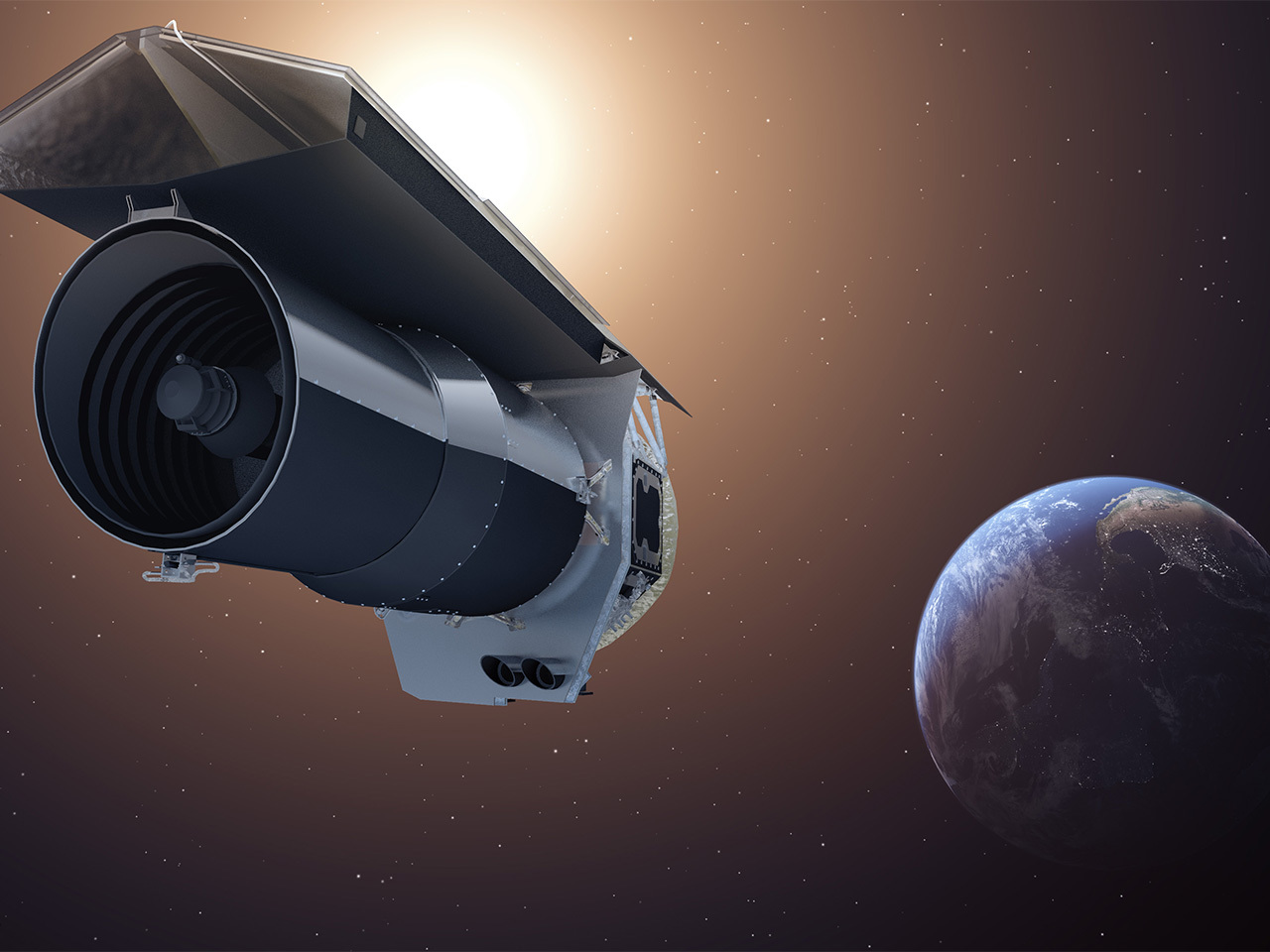 An artist's concept of the Spitzer Space Telescope.