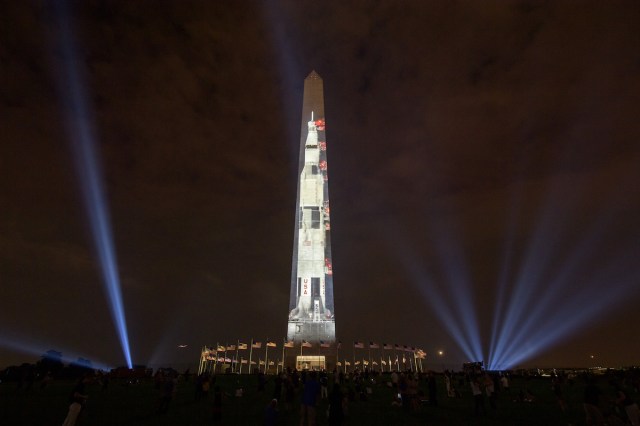 
			Apollo 11 Saturn V Rocket Projected On The Washington Monument - NASA Science			