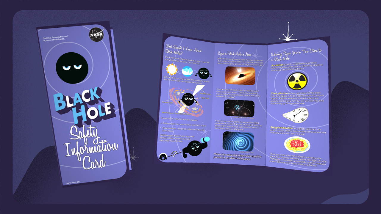 A cartoon brochure called, "Black Hole Safety Information Card."
