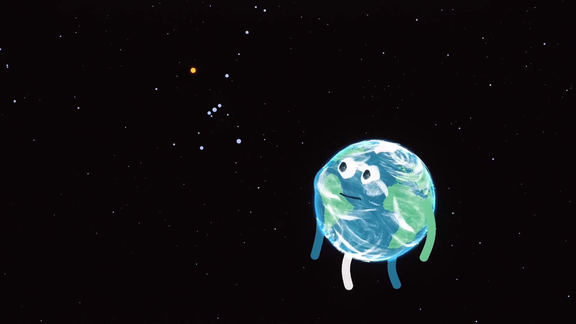 cartoon of earth watching orion, holding its breath