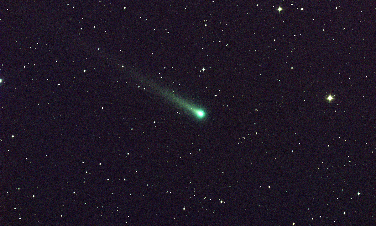 Comet ISON shines in this five-minute exposure taken at NASA's Marshall Space Flight Center on 8 Nov. at 5:40 a.m. EST.