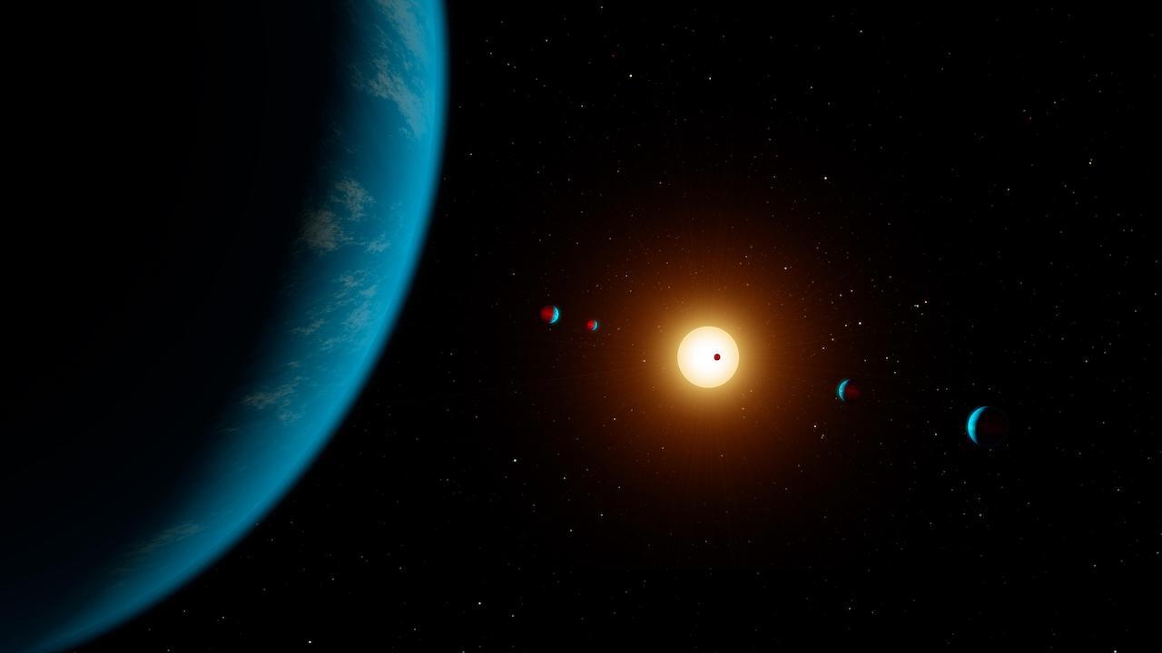 Artist's rendering of 7-planet TRAPPIST-1 system.