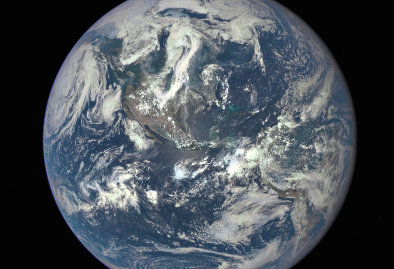 Earth as seen from the Polychromatic Imaging Camera on NASA's Deep Space Climate Observatory satellite in July 2015. Image credit: NASA