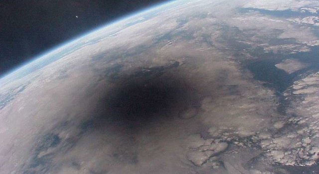 image of an eclipse's shadow on Earth