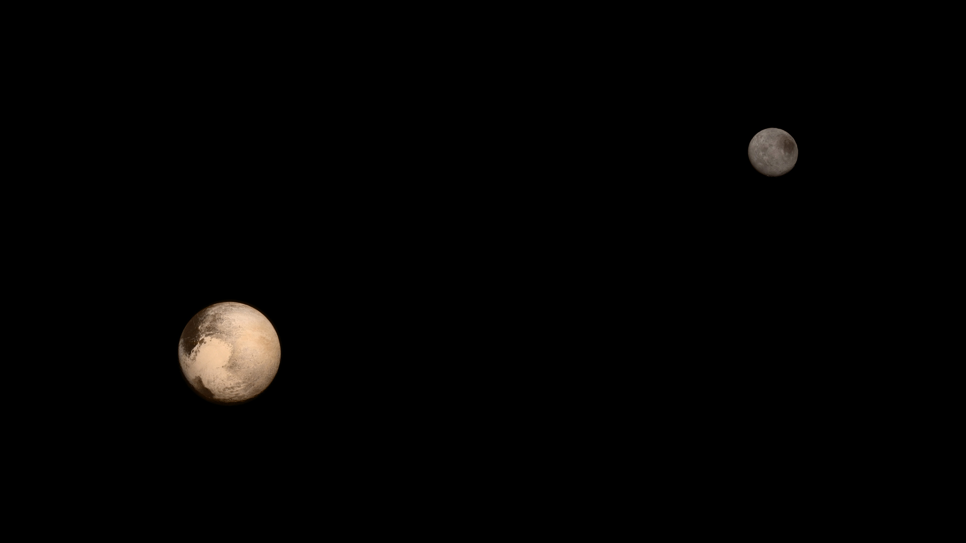Color image of Pluto and its moon Charon