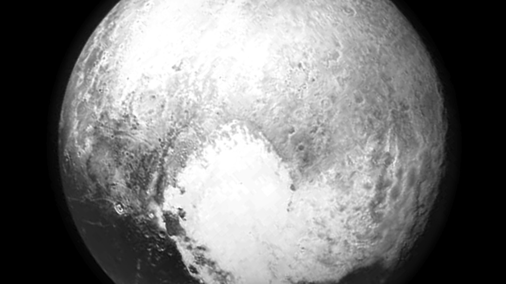 Black and white photo of Pluto