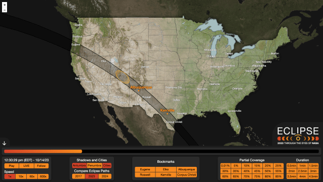 
			Introducing the 2023 Eclipse Explorer: Your Interactive Guide to the 2023 Annular Solar Eclipse - NASA Science			