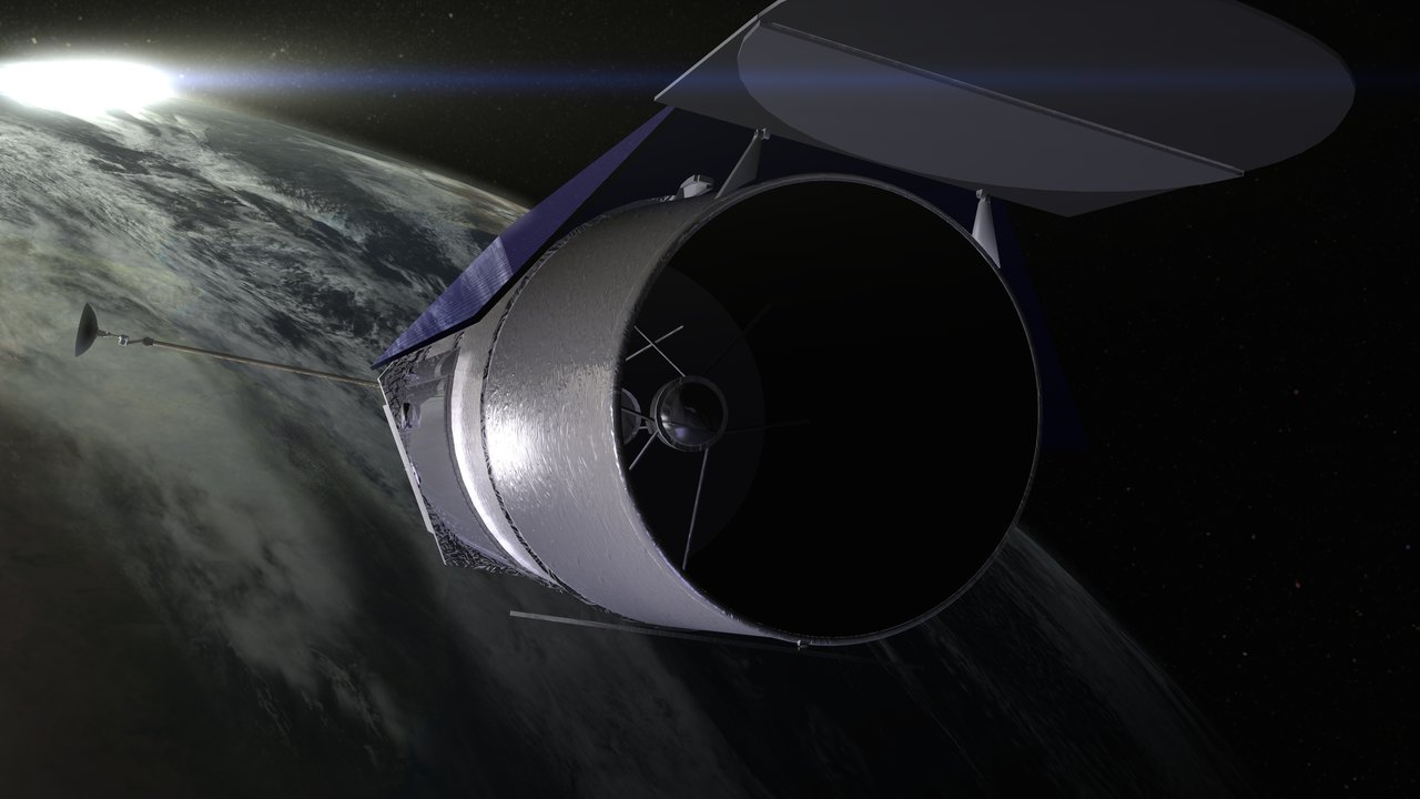 Artist's conception of NASA’s Wide-Field Infrared Survey Telescope (WFIRST) space observatory: NASA Goddard Space Flight Center Conceptual Image Lab