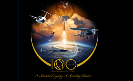 Illustration of launch for Langley's 100th Anniversary emblem
