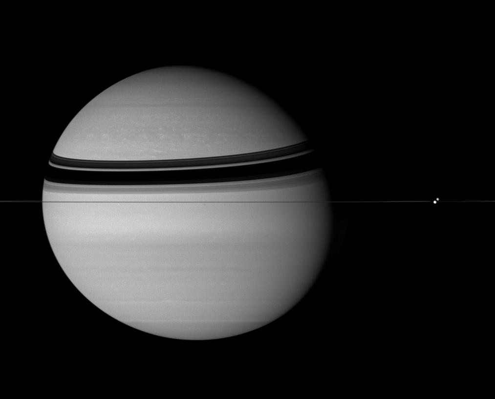 Dione, Tethys and Saturn