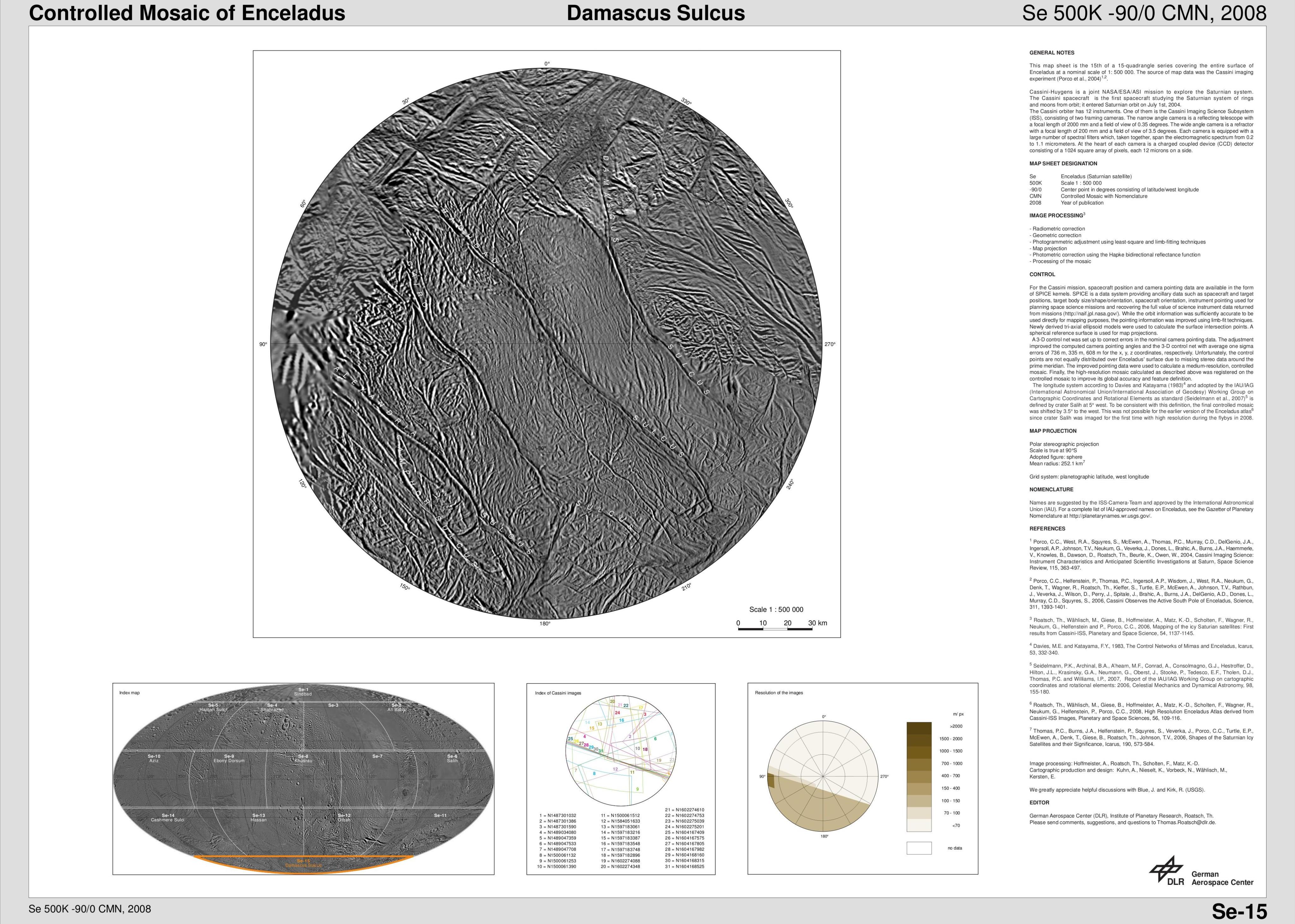 Presented here is a complete set of cartographic map sheets from a high-resolution Enceladus atlas, a project of the Cassini Imaging Team.