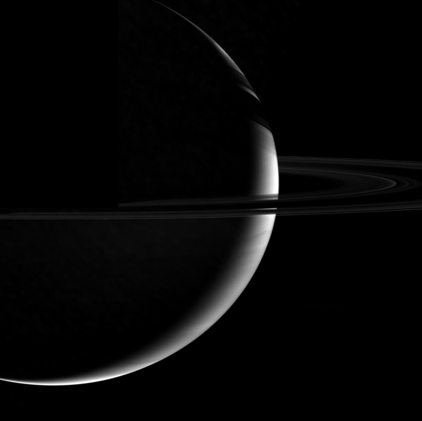 Saturn and the "dark" side of its rings