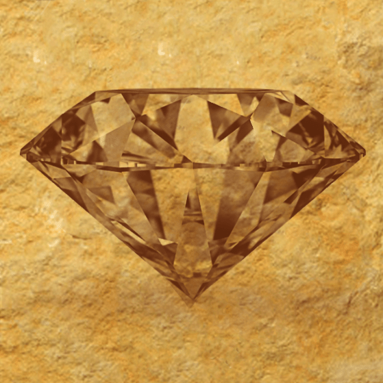 graphic with gold background and a diamond in shades of brown