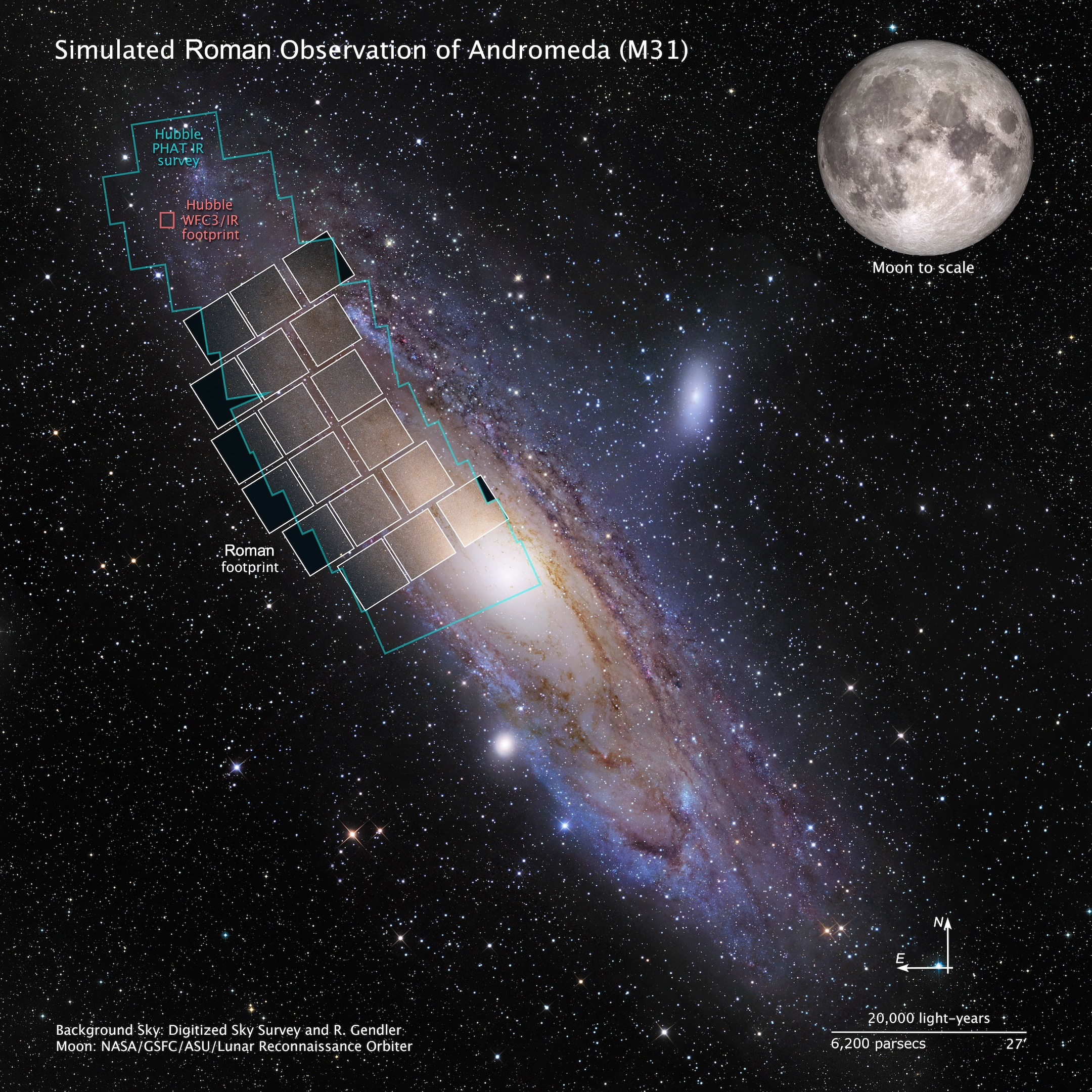 Andromeda covered by the Roman Space Telescope