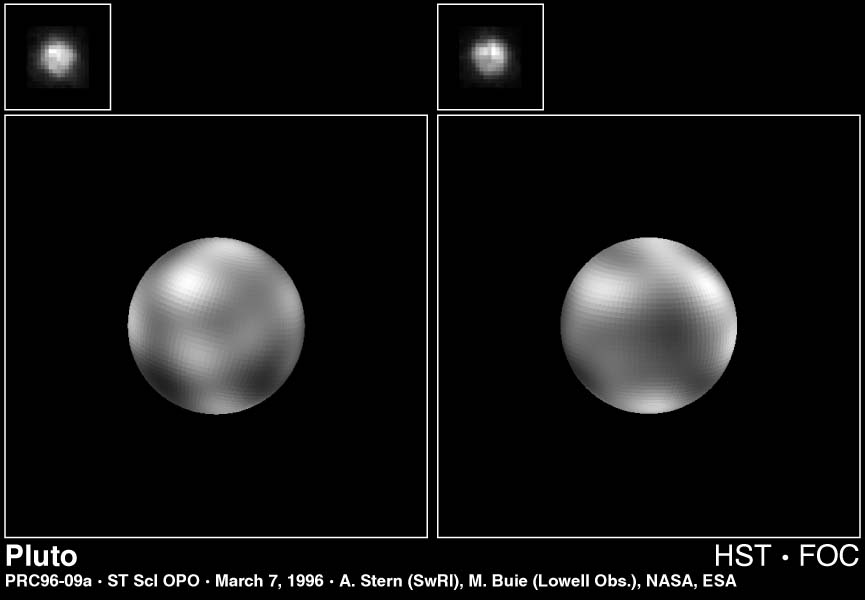 Two black and white, mottled spheres.