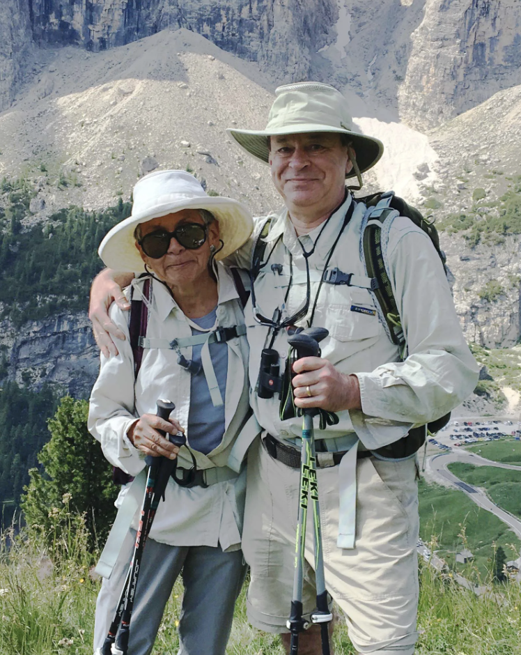 A man and woman in hiking gear