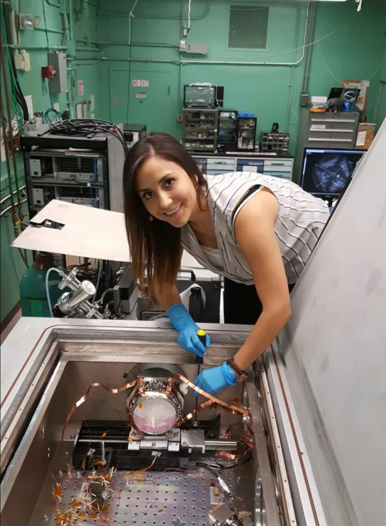 A woman working in an engineering lab