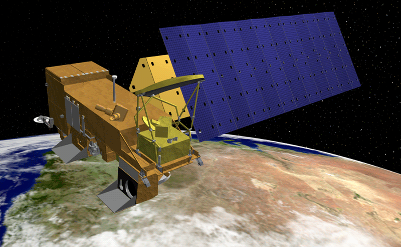 Artist rendering of the Aqua satellite, part of NASA's Earth Observing System. Credit: NASA