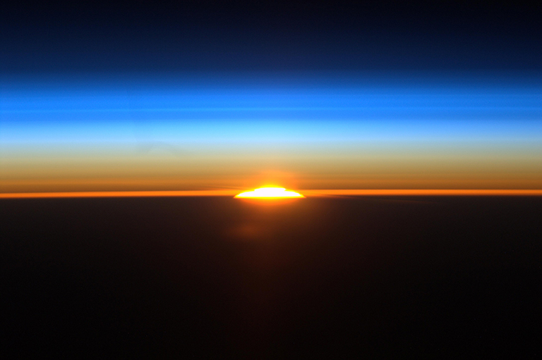 The rising sun as seen from the International Space Station. Credit: NASA.