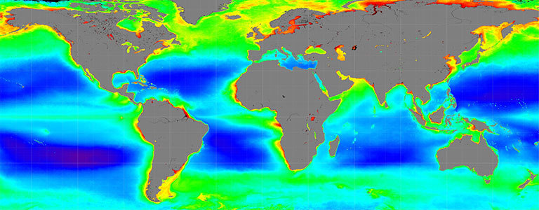 New measurements by NASA's PACE spacecraft will advance our understanding of how living marine resources respond to a changing climate. NASA pioneered the field of global ocean color observations with the SeaWIFS satellite sensor from 1997 to 2010. Credit: NASA. View larger image.