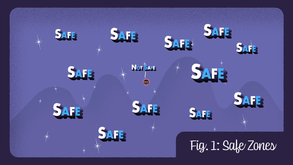 A cartoon diagram shows the places where it is safe around a black hole in this video thumbnail.