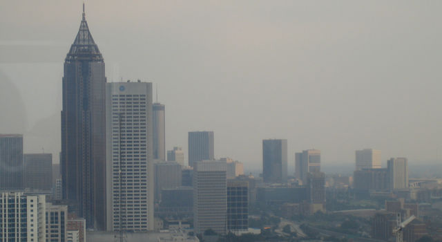 slide 1 - Looking through smog in downtown Atlanta from midtown.