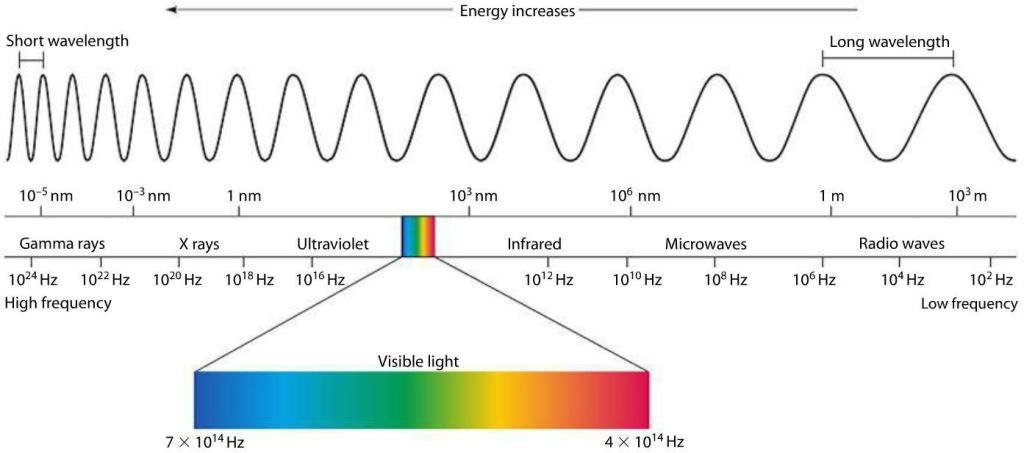 The human eye can only detect only a small portion of the EM spectrum called visible light. A radio detects a different portion of the spectrum, and an x-ray machine uses yet another portion.