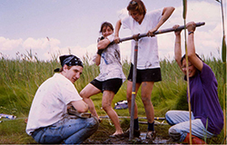 Members of the research team collecting core samples in the HRNERR at Piermont Marsh in Rockland County. Image credit: Dorothy Peteet